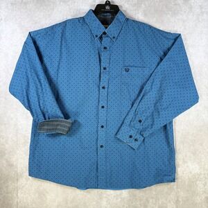 Panhandle Shirt Men XL Blue Black‎ Geometric Cowboy Rockability Flip Cuff Button